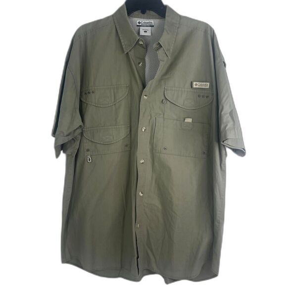 Columbia PFG Performance Fishing Gear Short Sleeve Button Front Shirt Mens Large - Picture 1 of 12